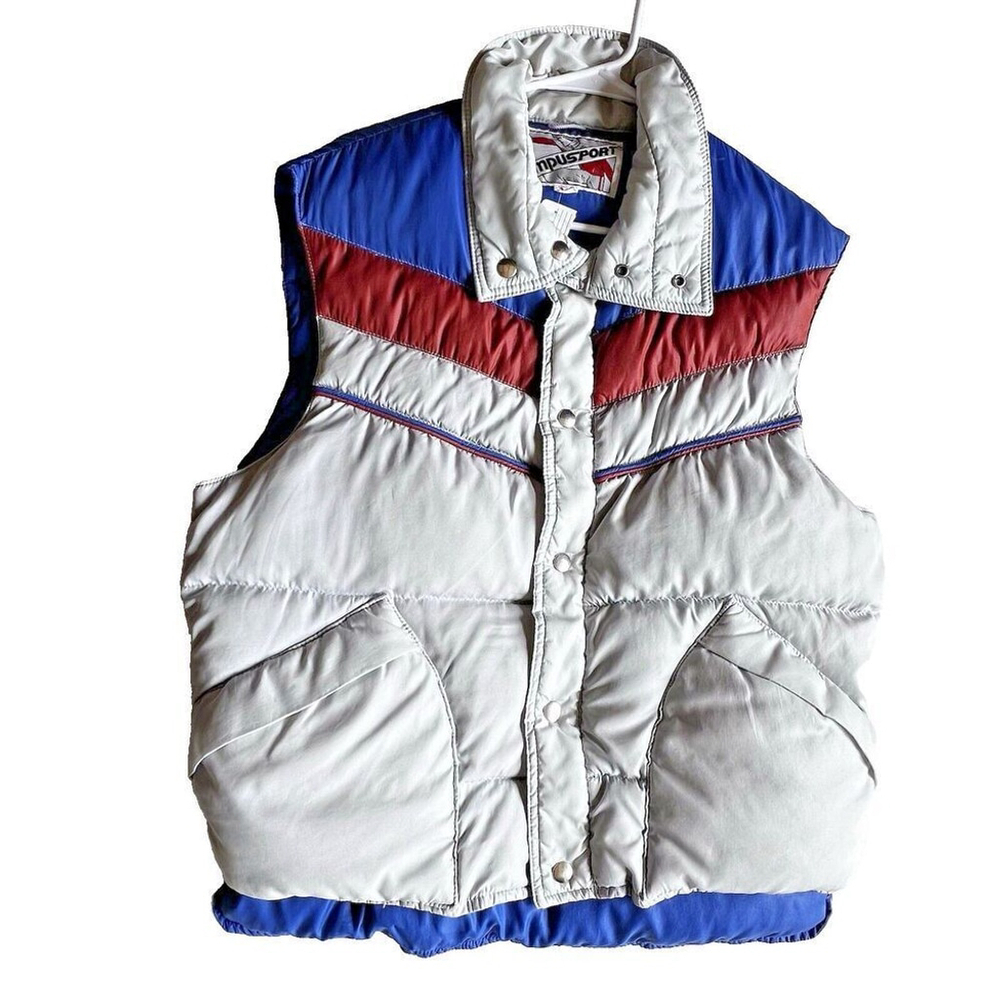 Campusport vest front unisex button sleeveless winter warm multicolor size L - Picture 2 of 9